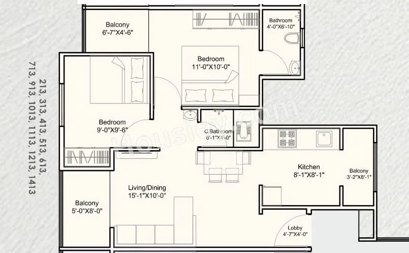 Nexus Kinaara Unit plan - 637 sq.ft.