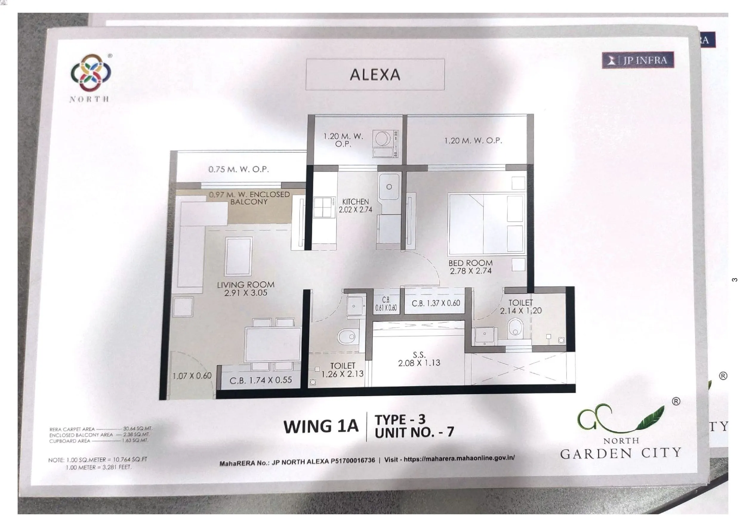 JP North Garden City Unit plan - 455 sq.ft.