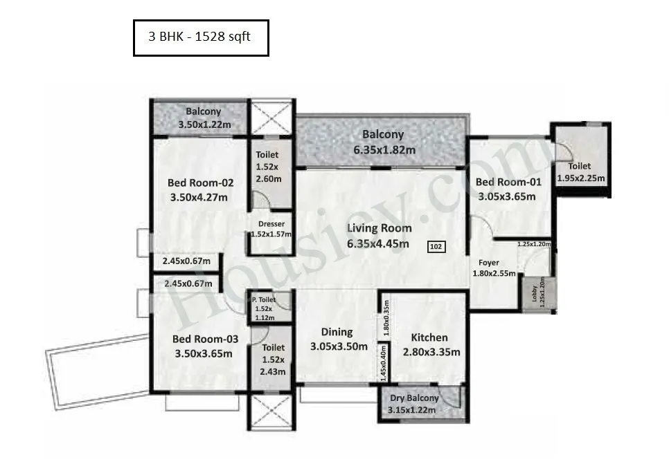 Nyati Elite Unit plan - 1528 sq.ft.