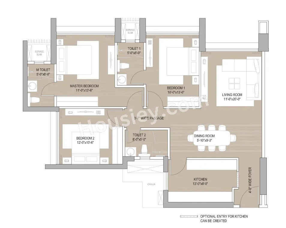 Oberoi Eternia Unit plan - 912 sq.ft.