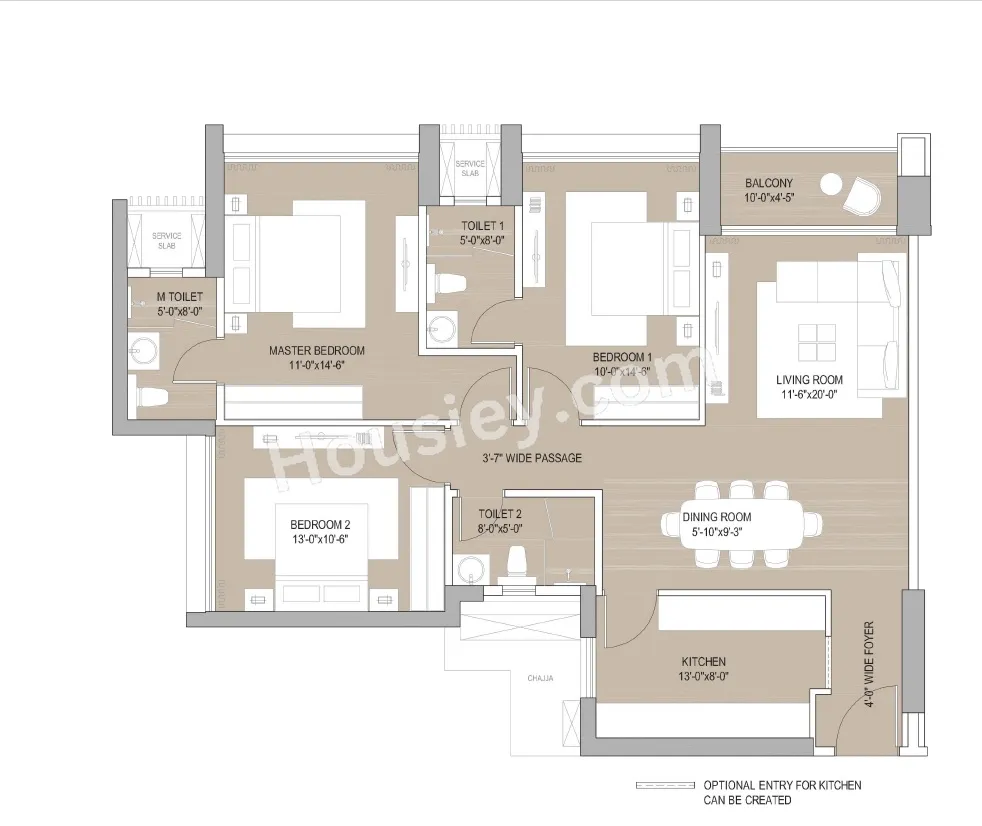 Oberoi Eternia Unit plan - 932 sq.ft.