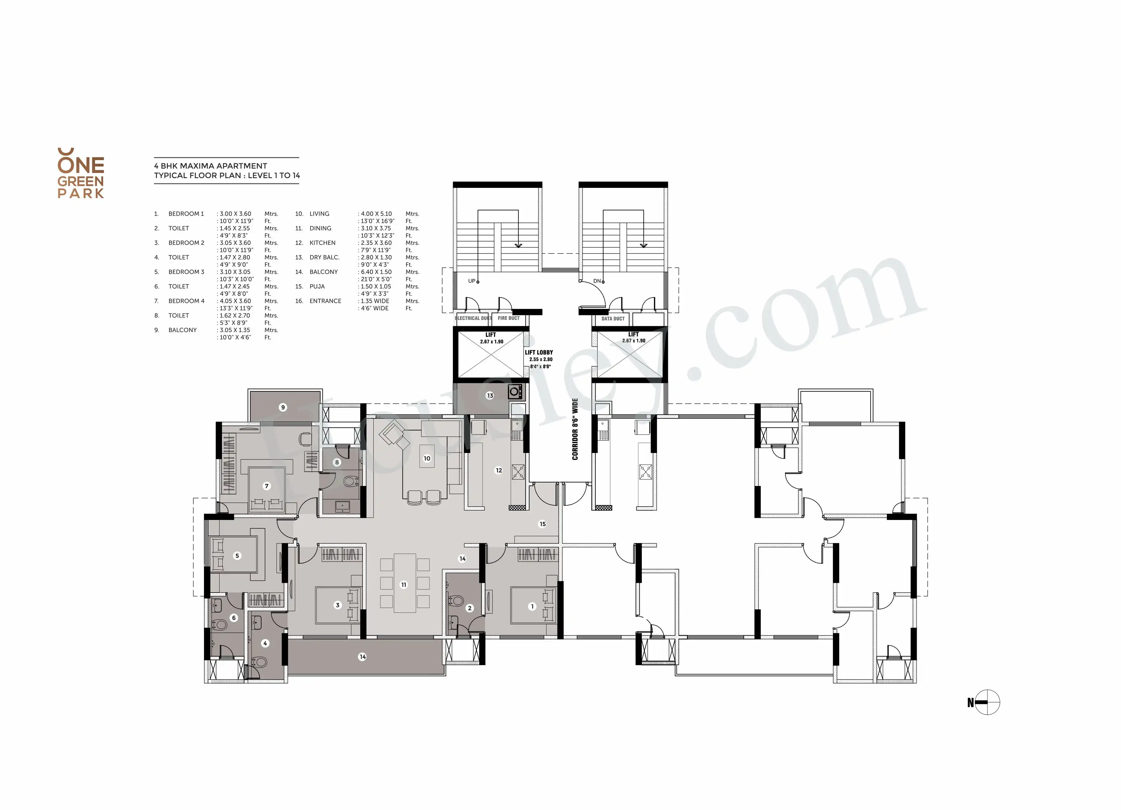 Capricorn One Green Park Unit plan - 1500 sq.ft.