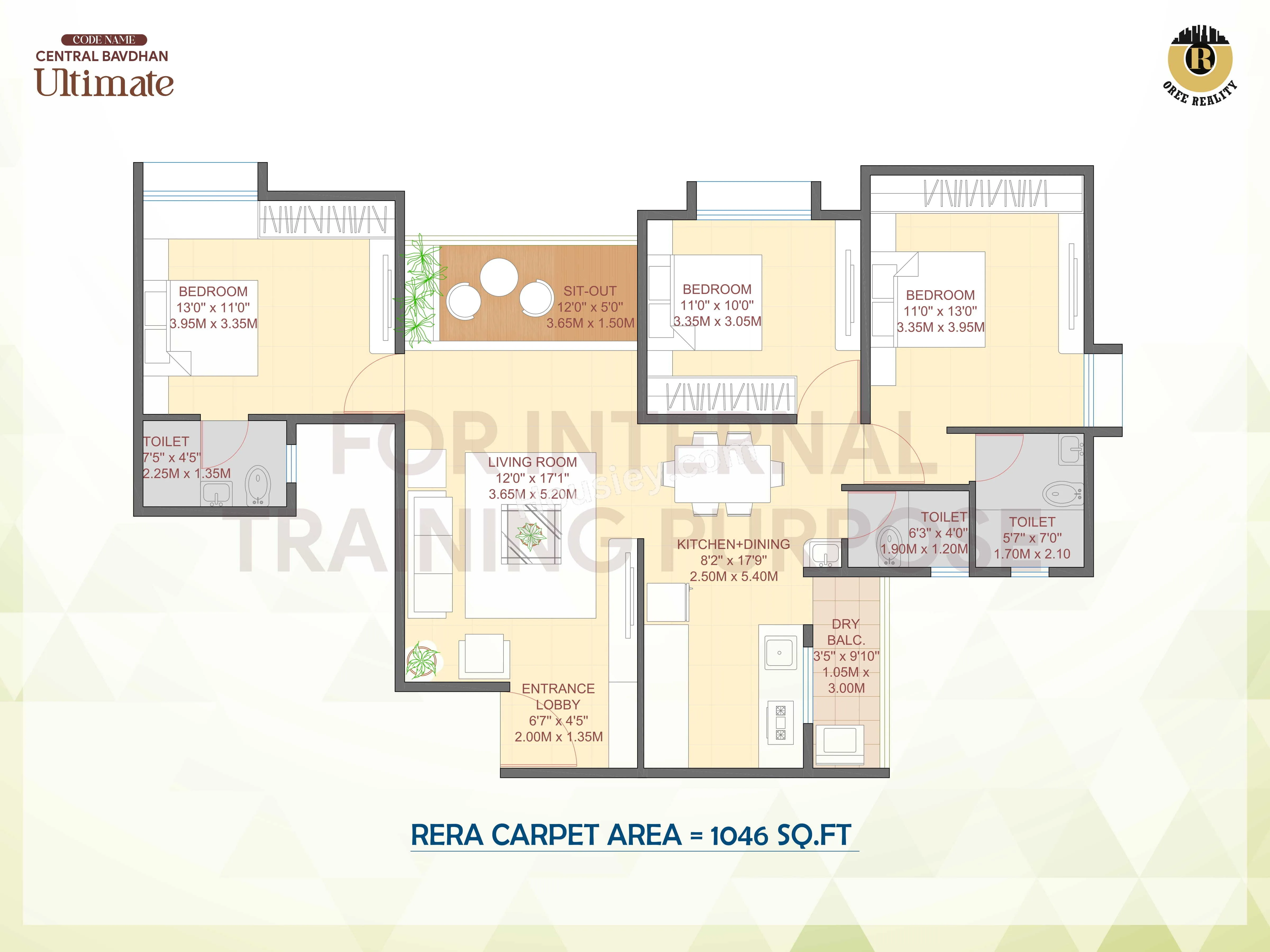 Oree Ultimate Unit plan - 1046 sq.ft.