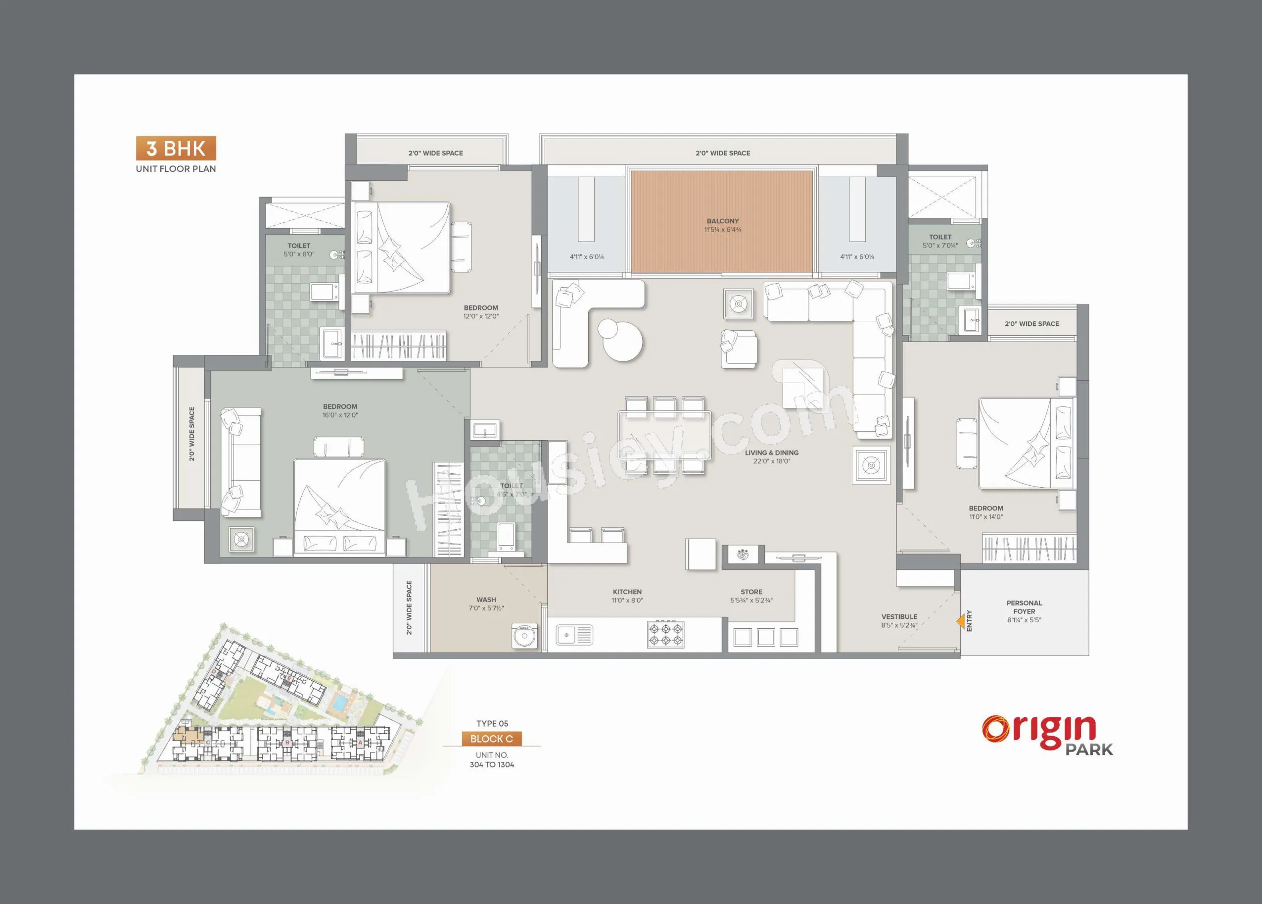 Origin Park Unit plan - 1559 sq.ft.