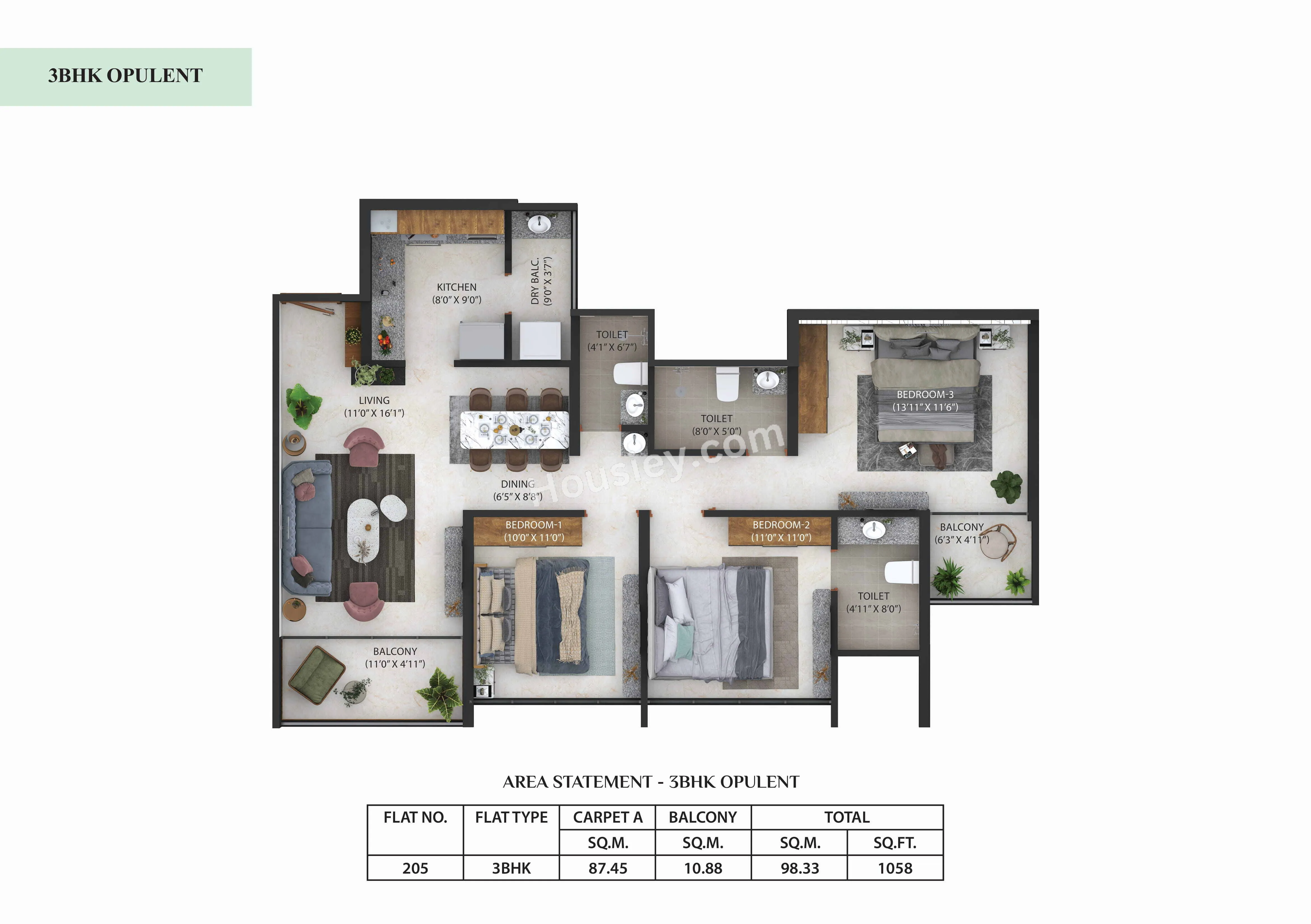 Osian Almanova Unit plan - 1058 sq.ft.
