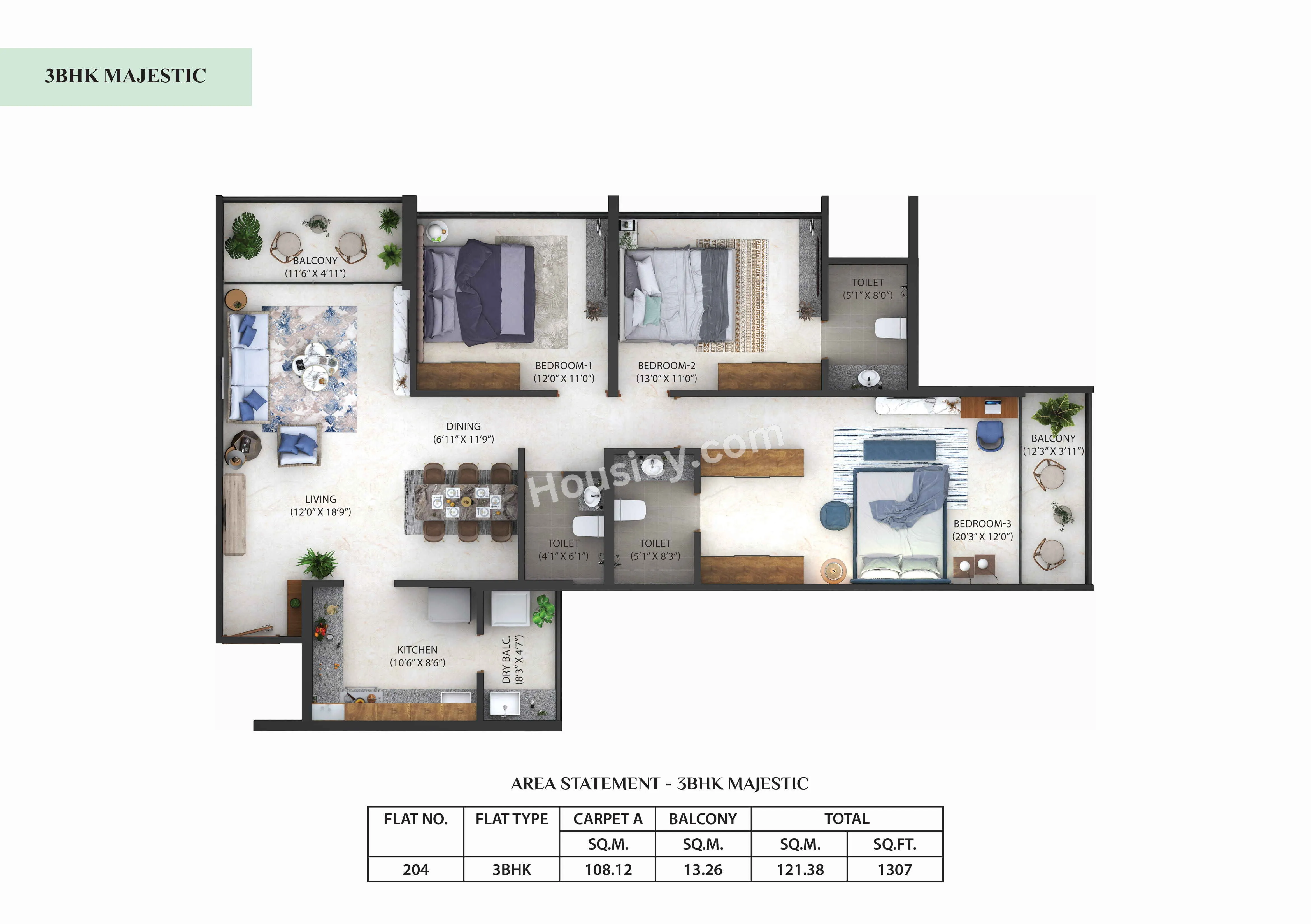 Osian Almanova Unit plan - 1307 sq.ft.