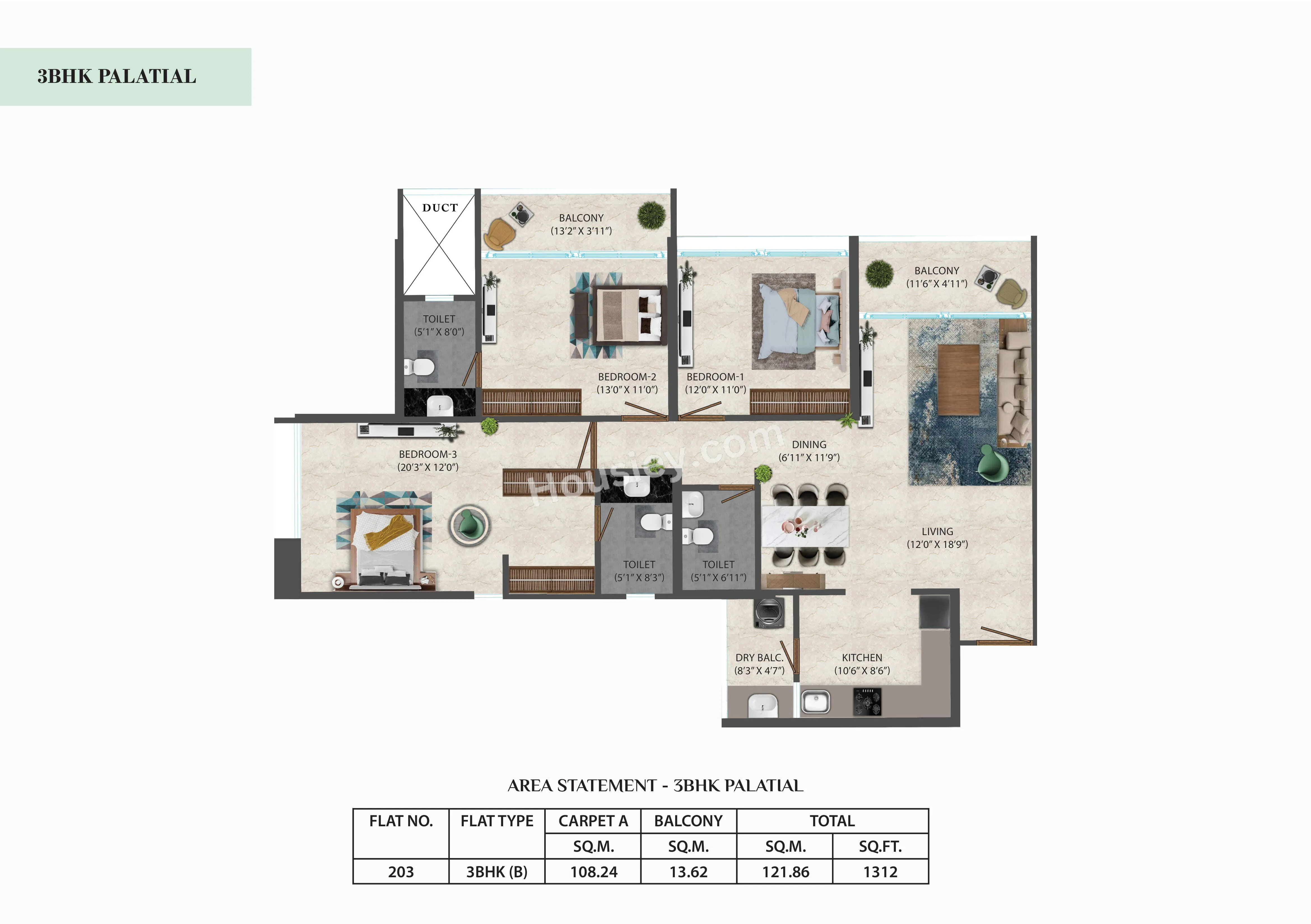 Osian Almanova Unit plan - 1312 sq.ft.