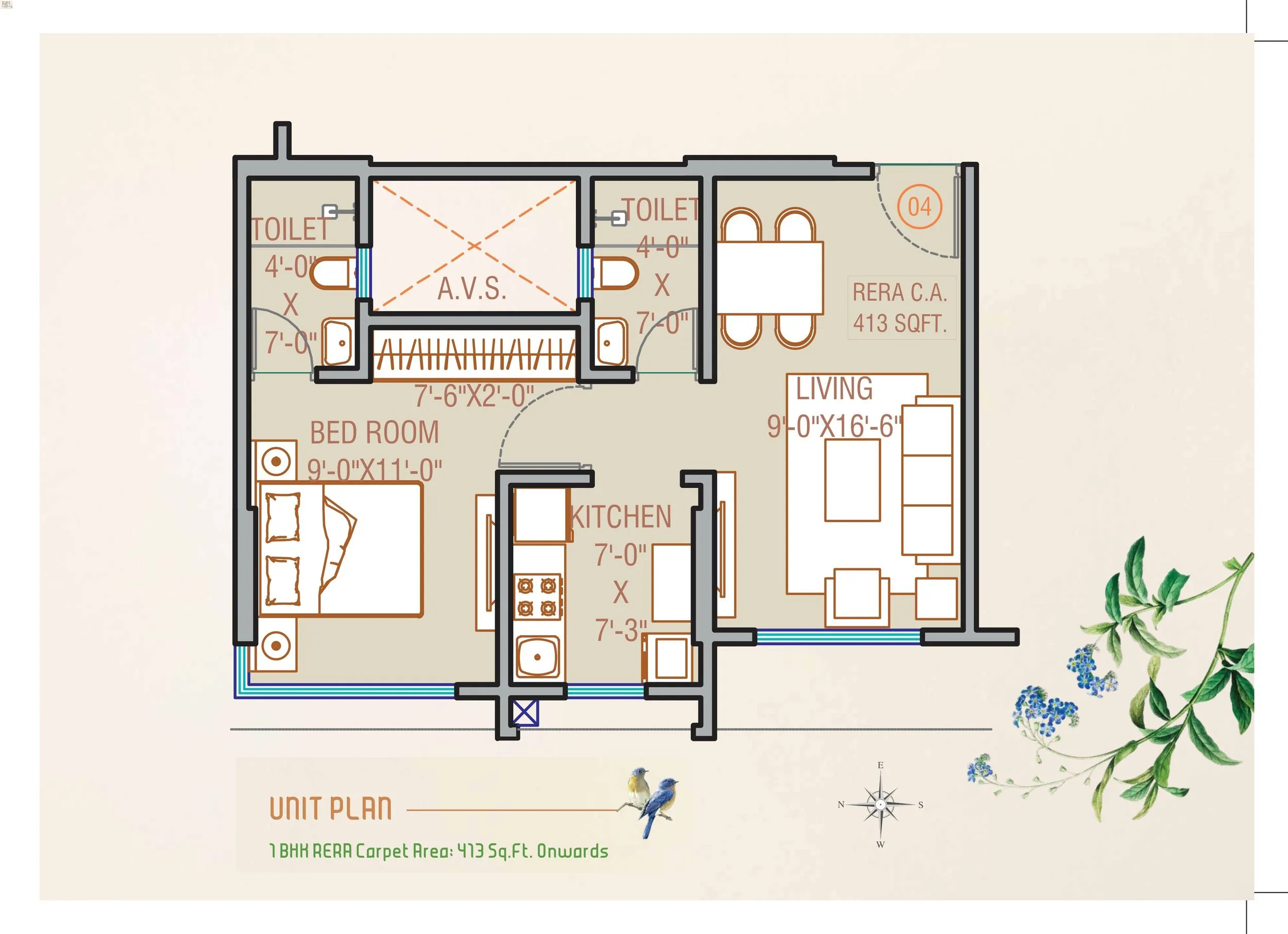 Oxford Dreamscape Unit plan - 413 sq.ft.