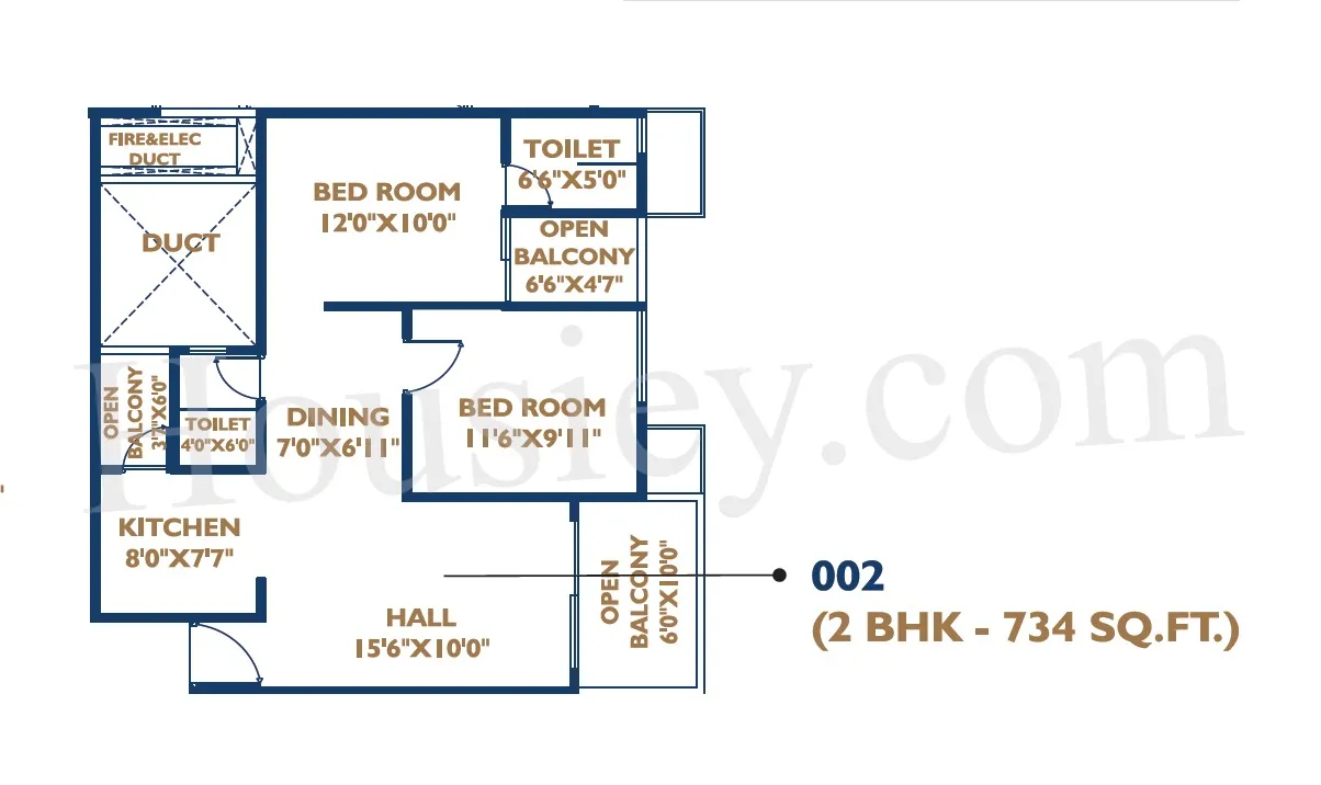 Oxy Beaumonde Unit plan - 734 sq.ft.