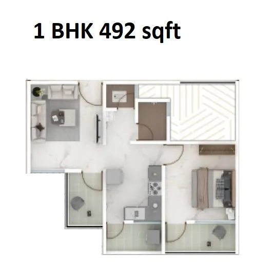 Padale Grandeza Unit plan - 492 sq.ft.