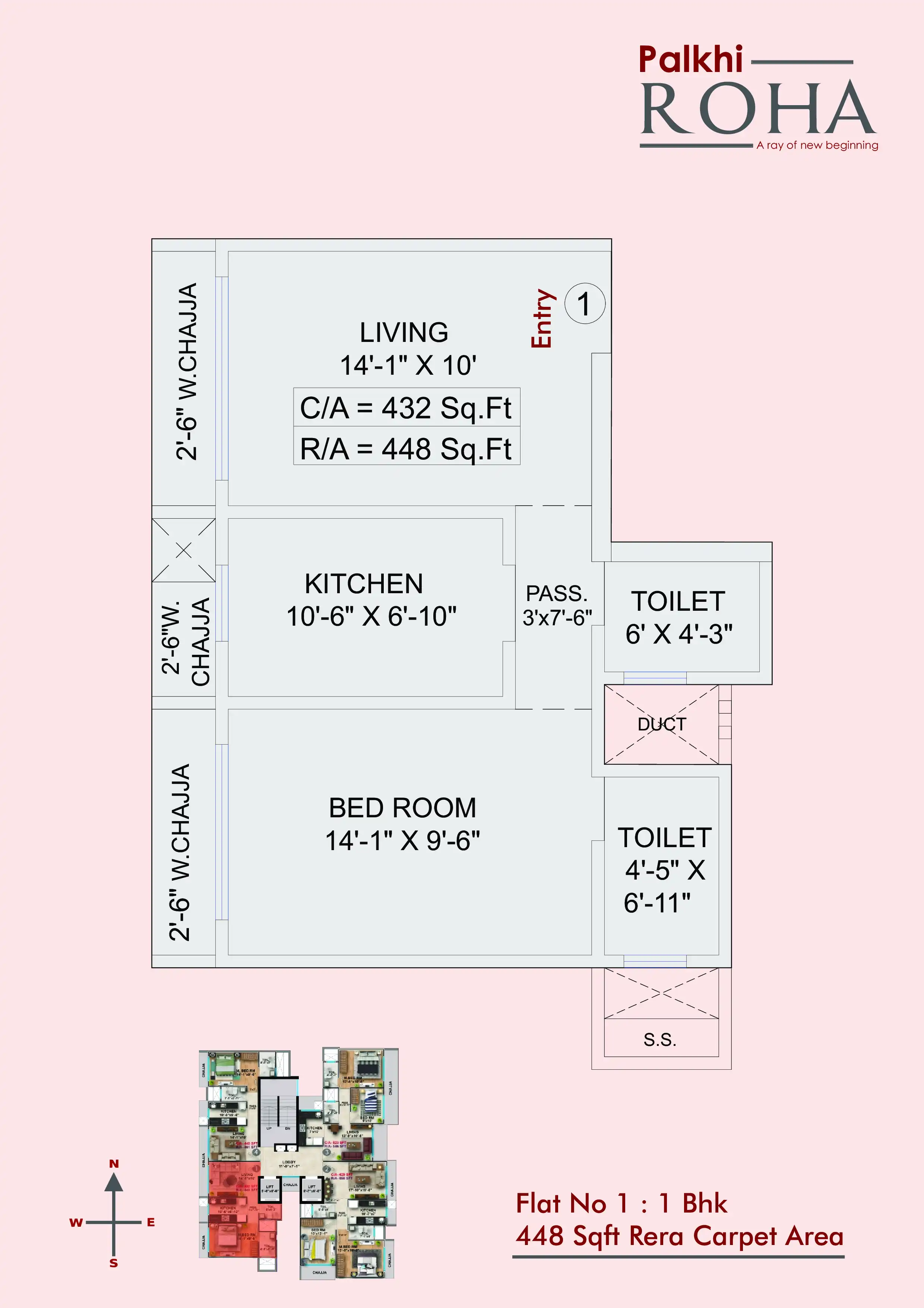 Palkhi Roha Unit plan - 448 sq.ft.