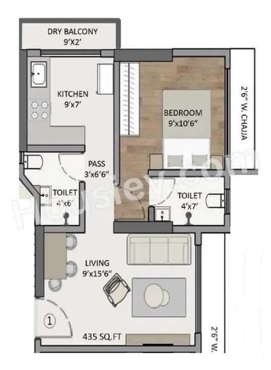 Panom Park Unit plan - 435 sq.ft.