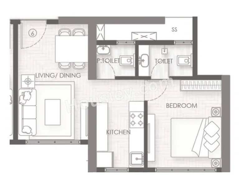 Paradigm Alaya Unit plan - 381 sq.ft.