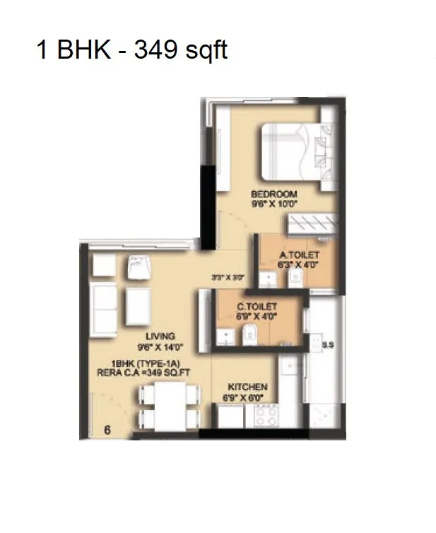 Paradigm Stardom Unit plan - 349 sq.ft.