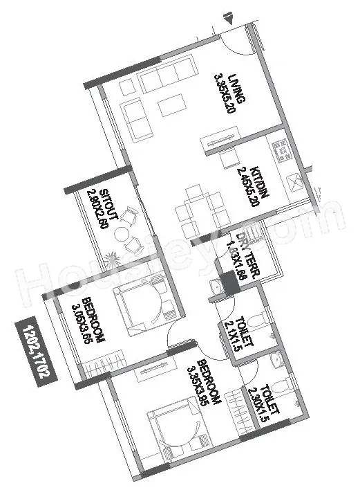 Paranjape Gloria Grand Unit plan - 840 sq.ft.