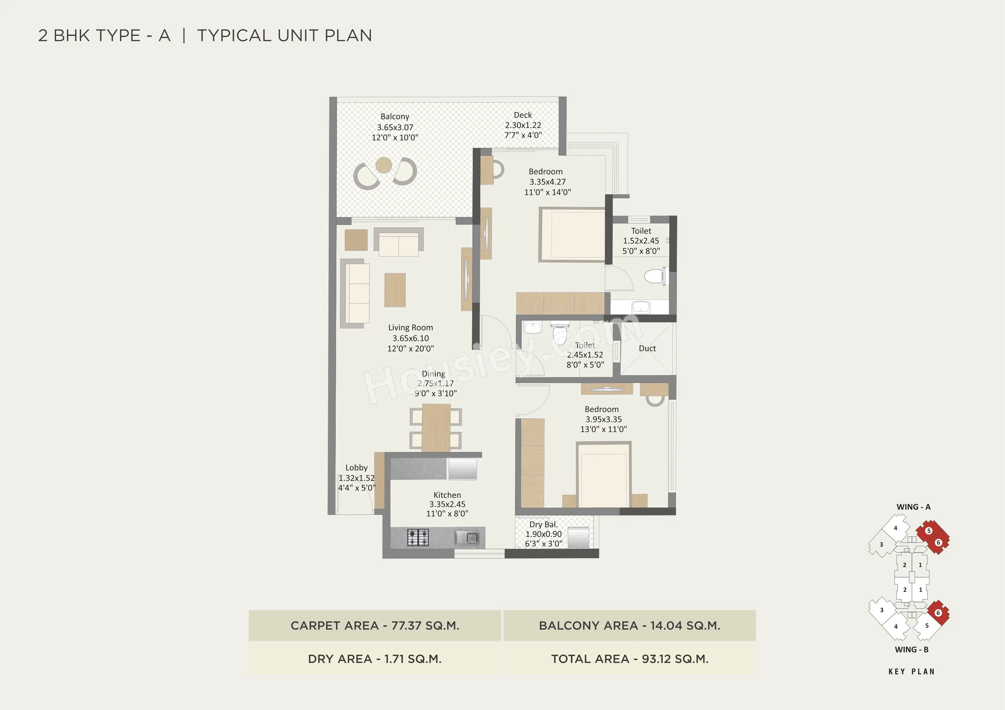 Paranjape Highgardens Unit plan - 1002 sq.ft.