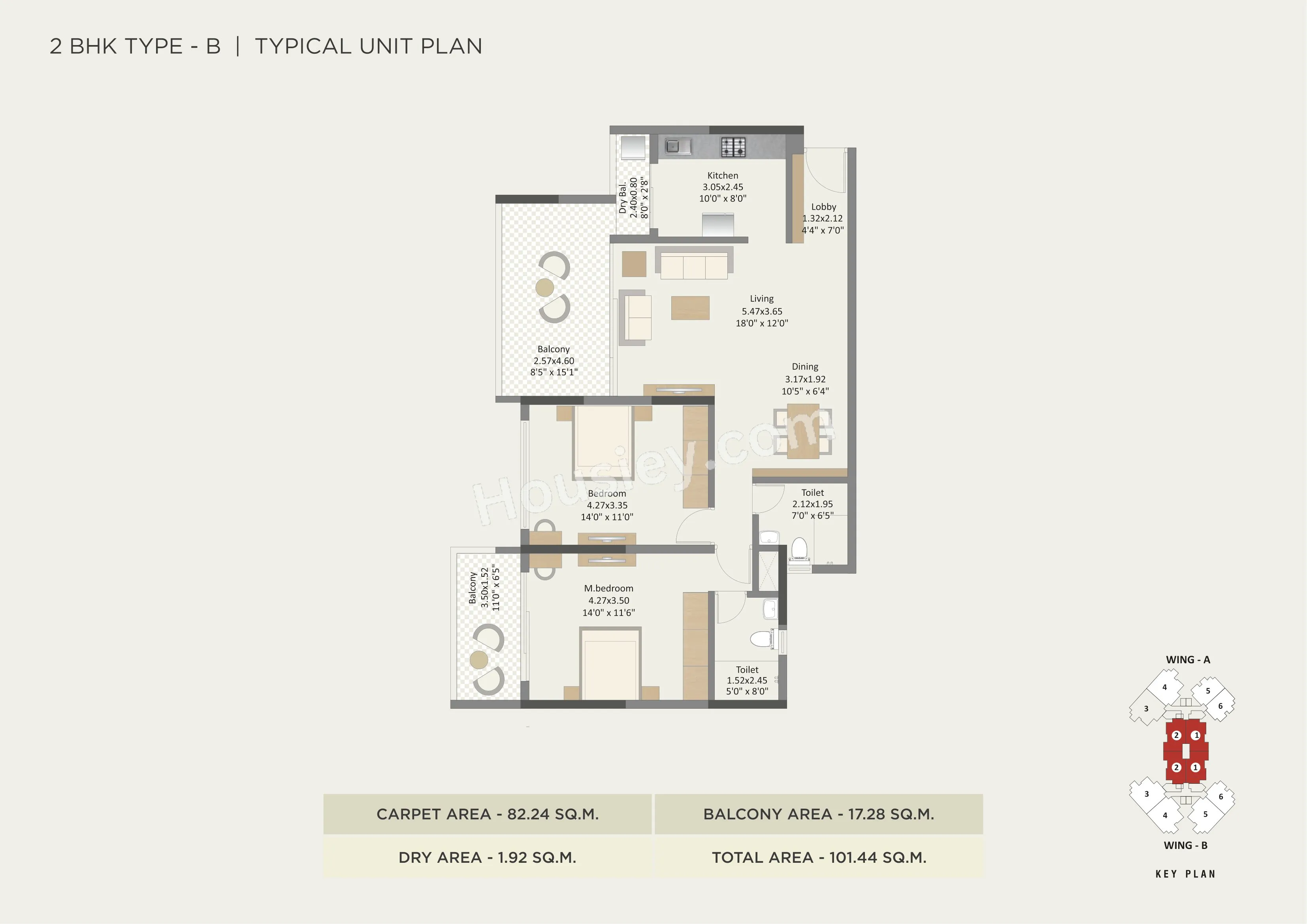 Paranjape Highgardens Unit plan - 1092 sq.ft.