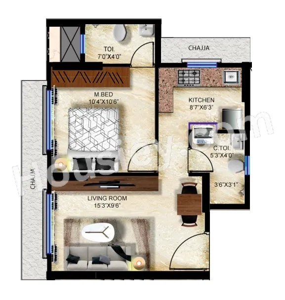 Parekh Celeste Unit plan - 400 sq.ft.