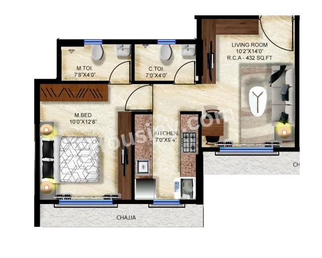 Parekh Celeste Unit plan - 432 sq.ft.