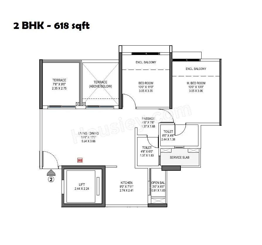 Park Astra Unit plan - 618 sq.ft.