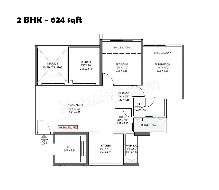 Park Astra Unit plan - 624 sq.ft.