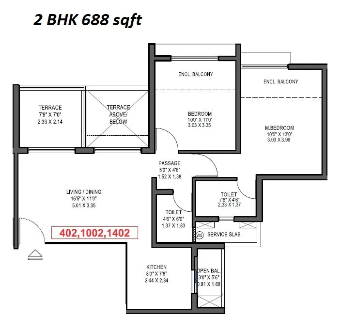 Park Astra Unit plan - 688 sq.ft.