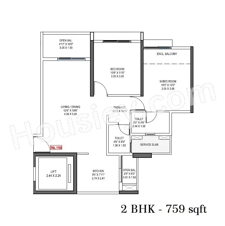 Park Astra Unit plan - 759 sq.ft.
