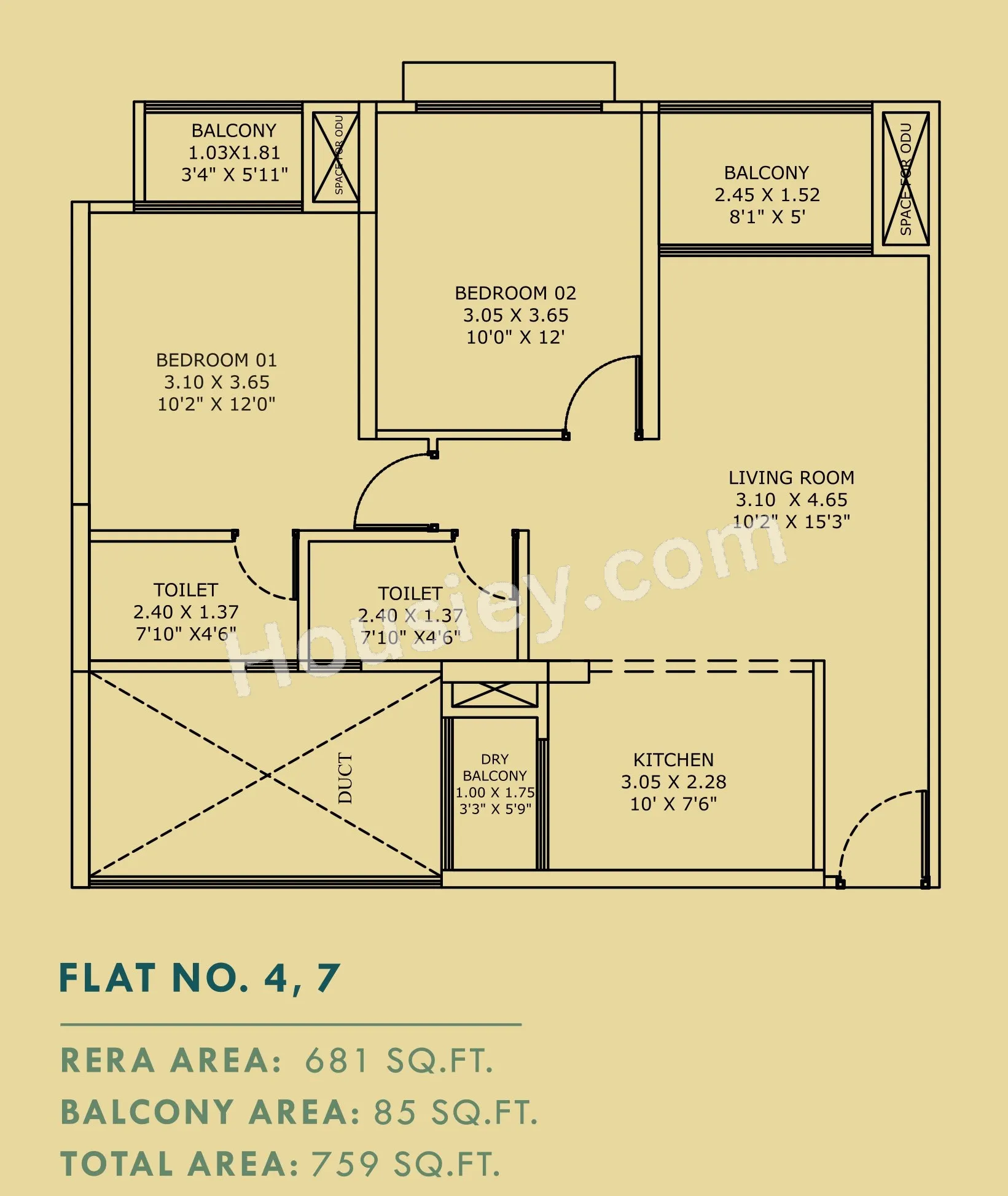 Parth Kiona Unit plan - 759 sq.ft.