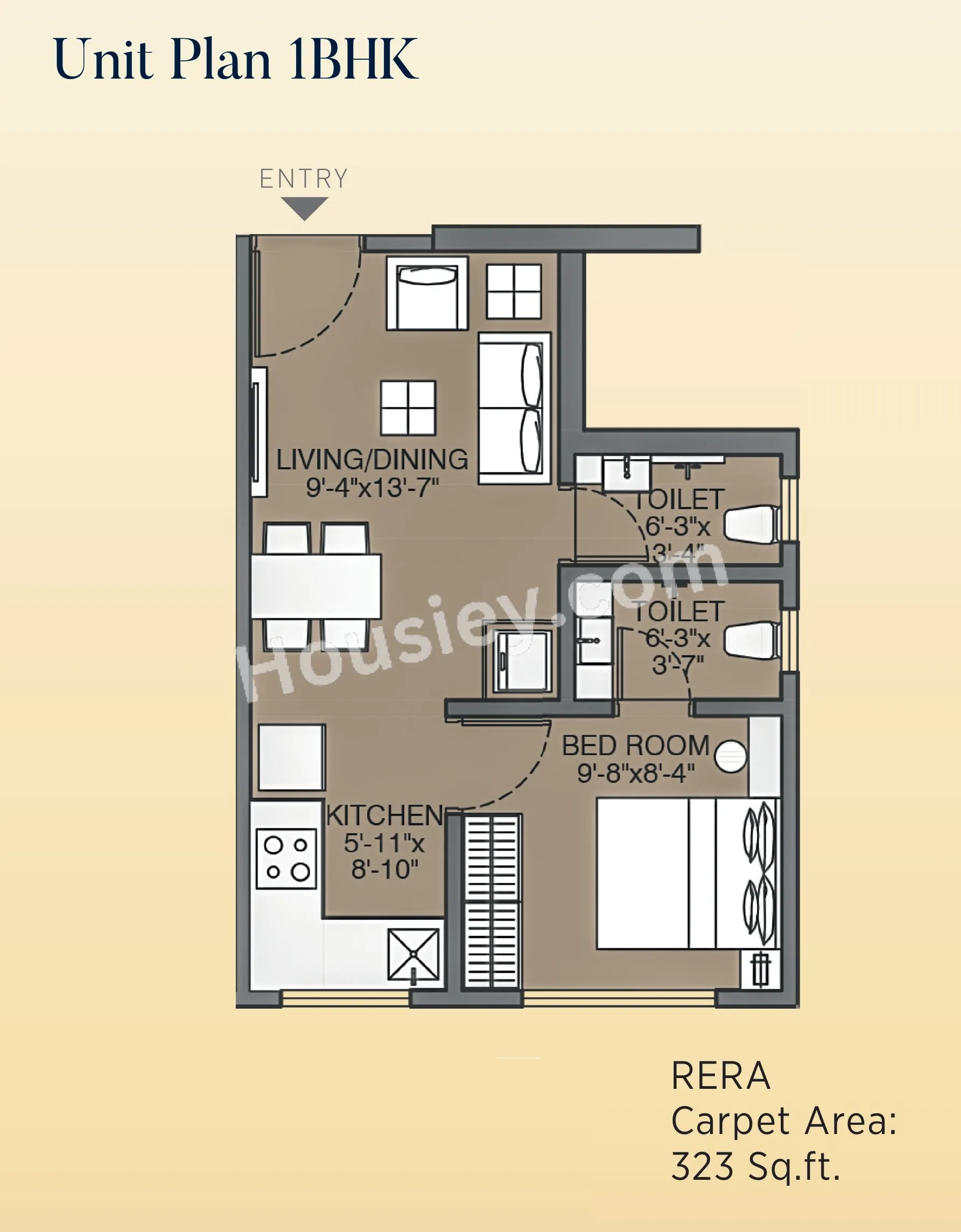 Paton Towers Unit plan - 323 sq.ft.