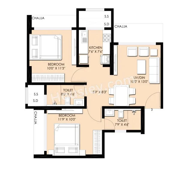 Pinal Pramukh Krupa Unit plan - 566 sq.ft.