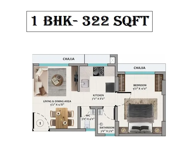 Poddar Venus Unit plan - 322 sq.ft.