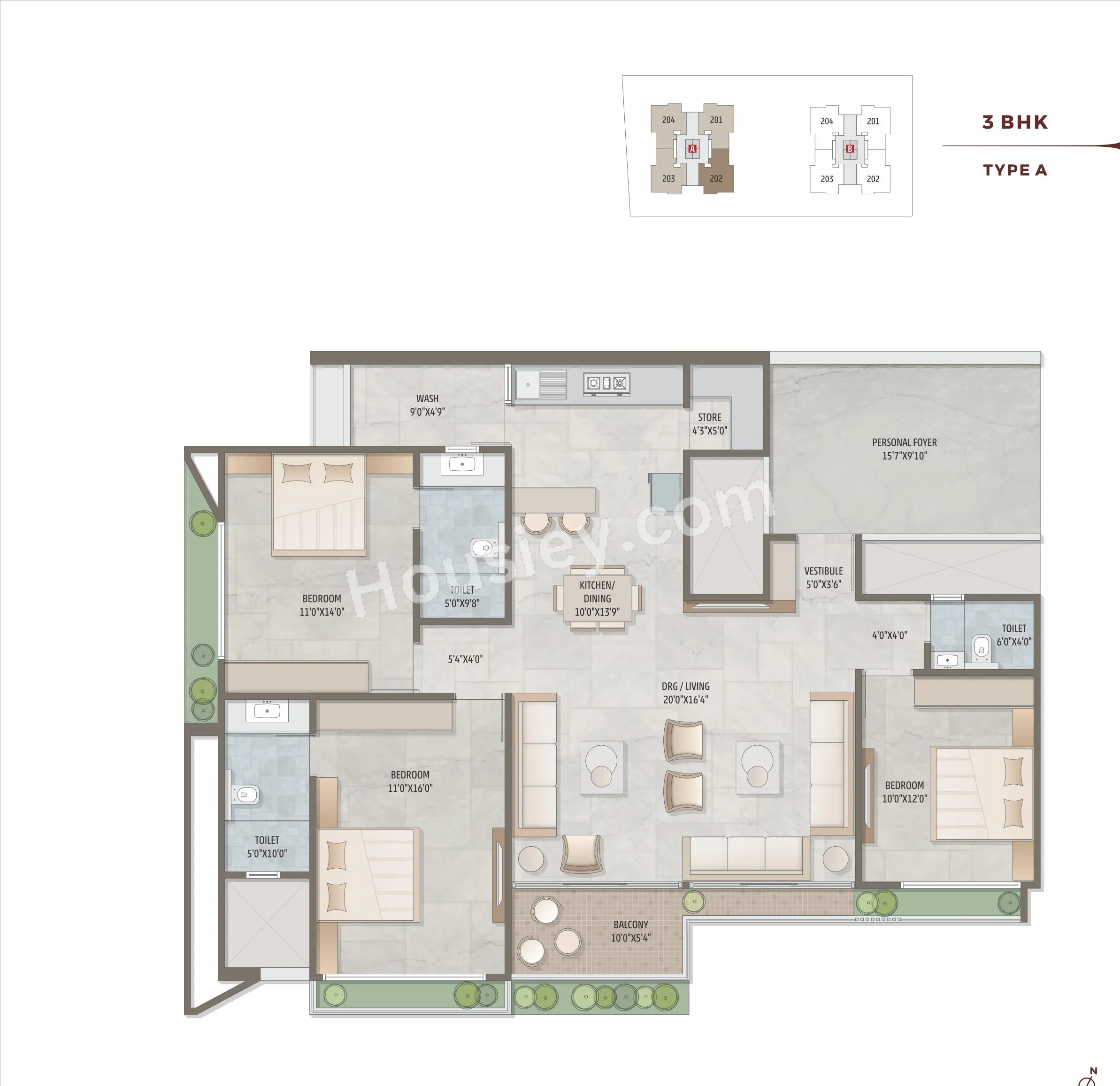 Polaris Calice Unit plan - 1406 sq.ft.