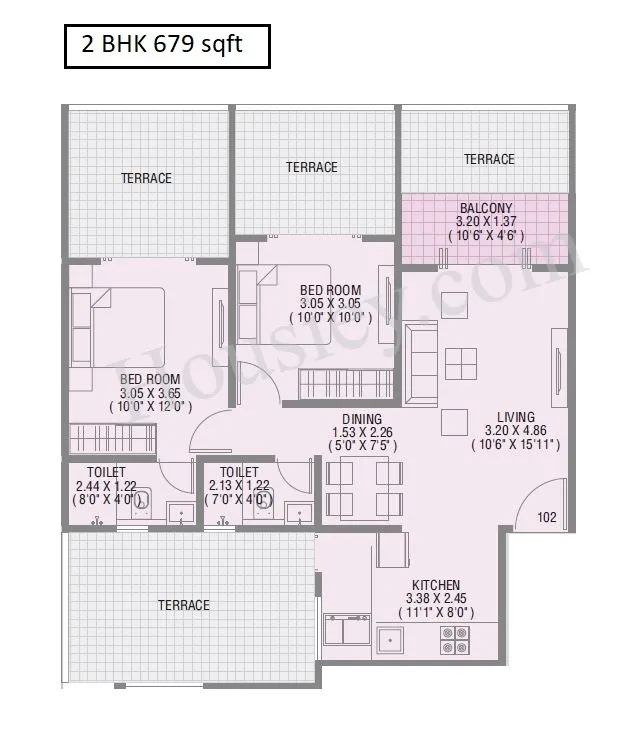 Unit plan - 679 sq.ft.