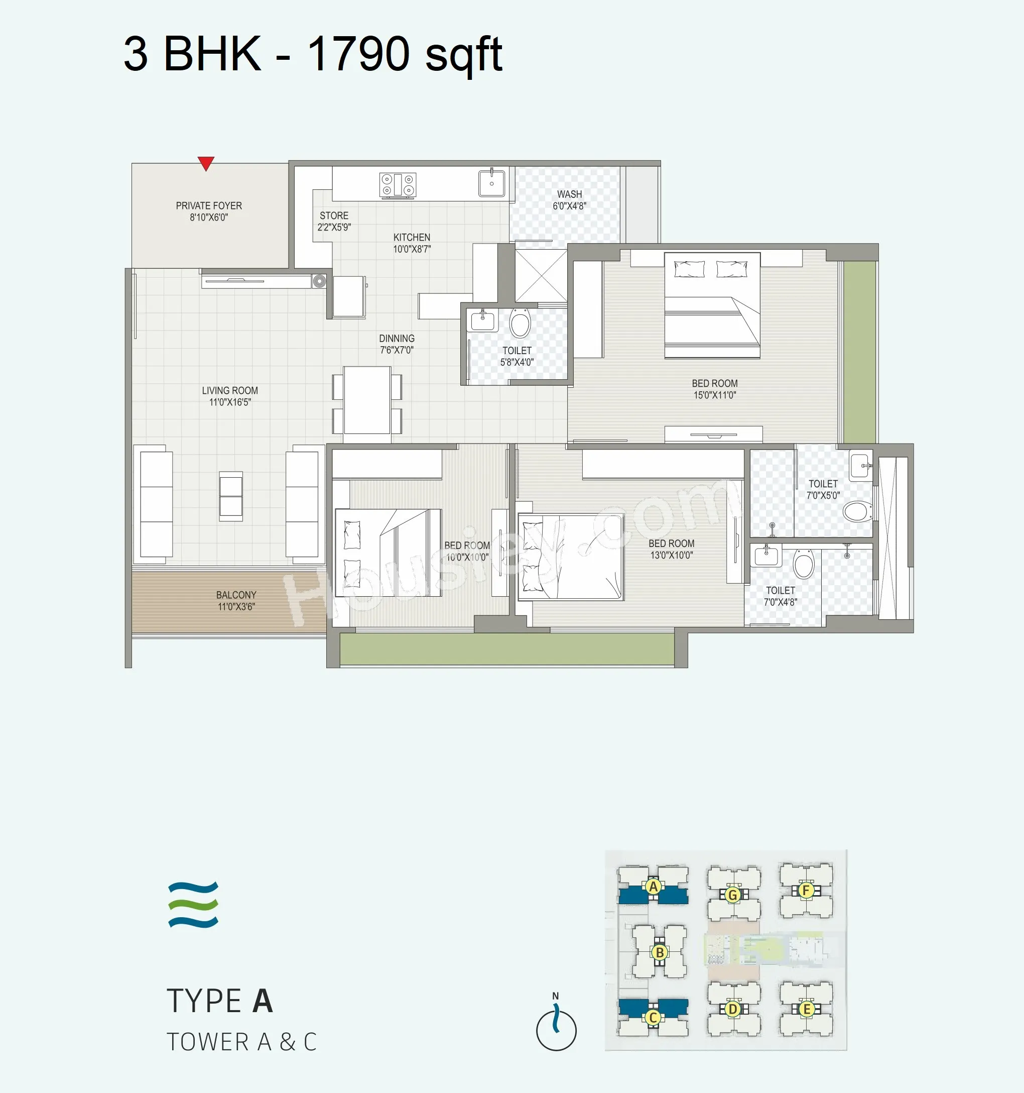 DR Praharsh Serena Unit plan - 985 sq.ft.