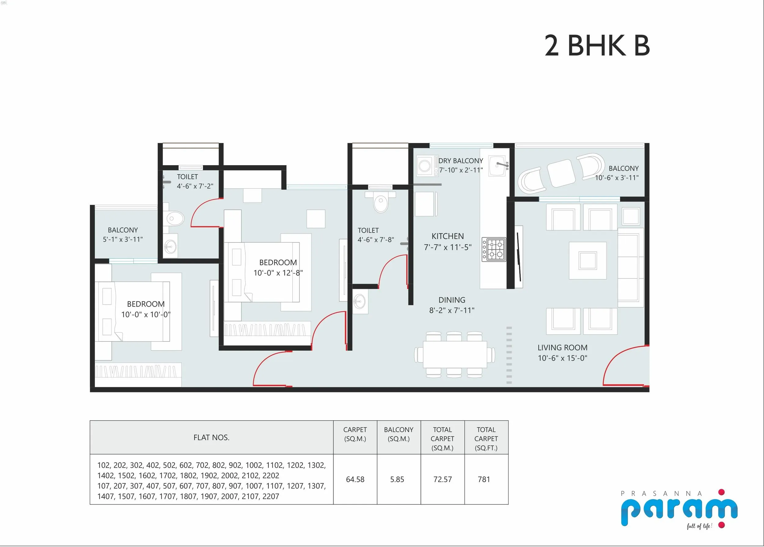 Prasanna Param Unit plan - 781 sq.ft.