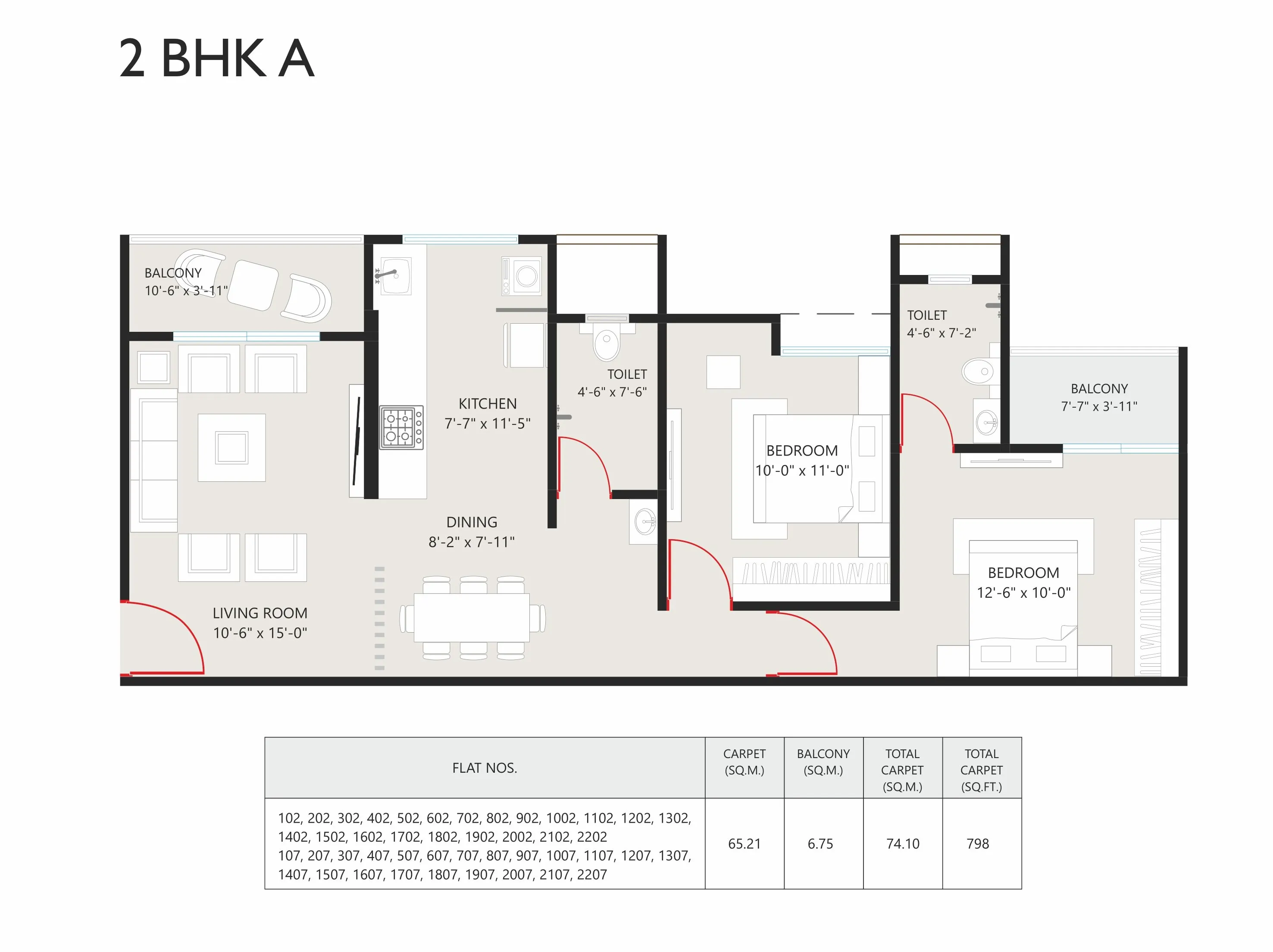 Prasanna Param Unit plan - 798 sq.ft.