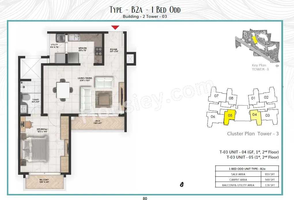 Prestige Serenity Shores Unit plan - 569 sq.ft.