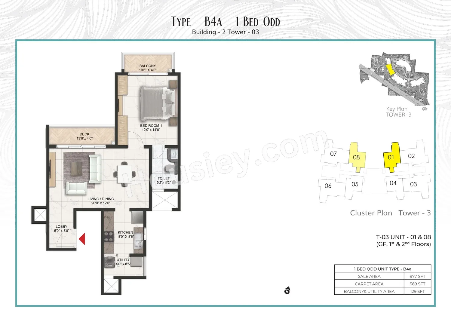 Prestige Serenity Shores Unit plan - 569 sq.ft.