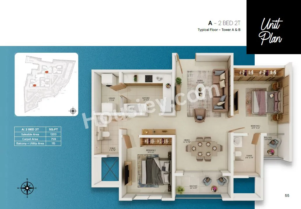 Prestige Somerville Unit plan - 759 sq.ft.