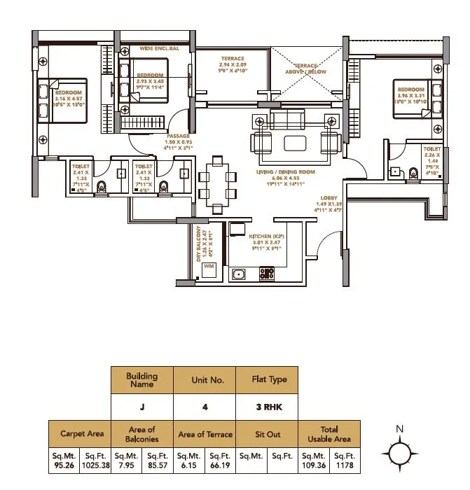 Pride Platinum Plus Unit plan - 1178 sq.ft.