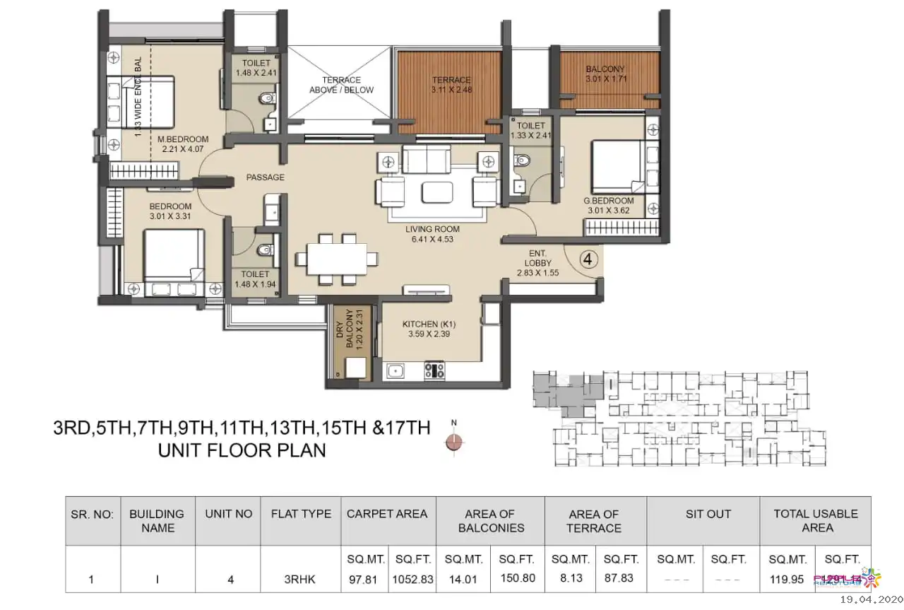 Pride Platinum Plus Unit plan - 1291 sq.ft.