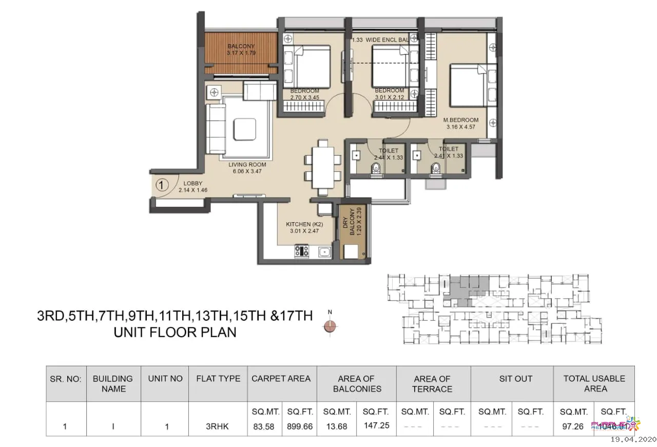 Pride Platinum Plus Unit plan - 1046 sq.ft.
