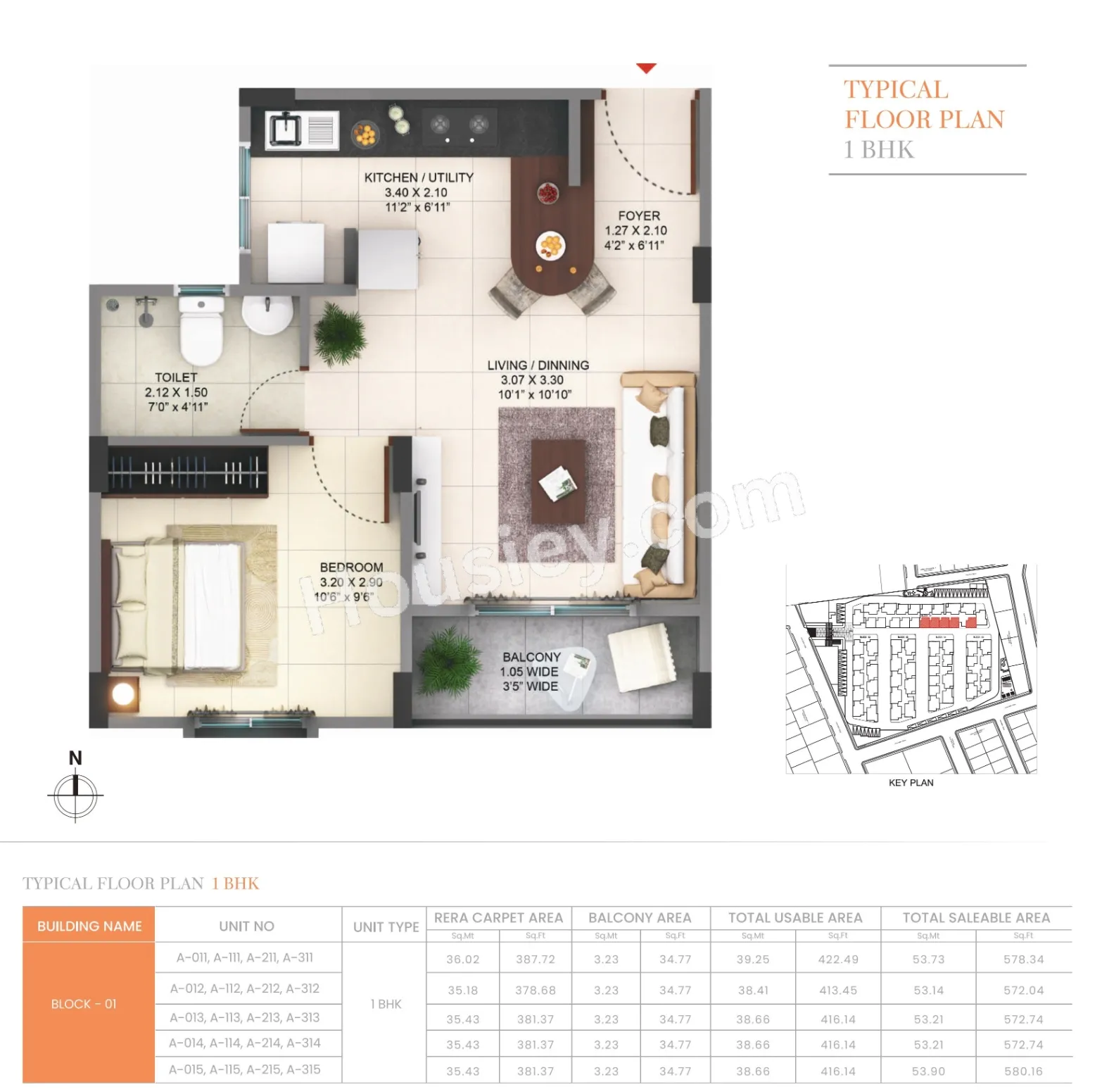 Pride Sunrise Unit plan - 446 sq.ft.