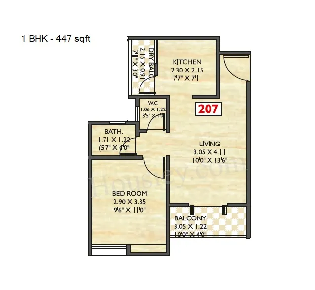Prima Glide Park Unit plan - 447 sq.ft.