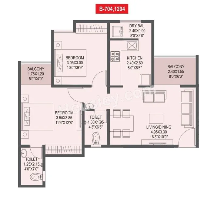 Primal Pride Unit plan - 692 sq.ft.
