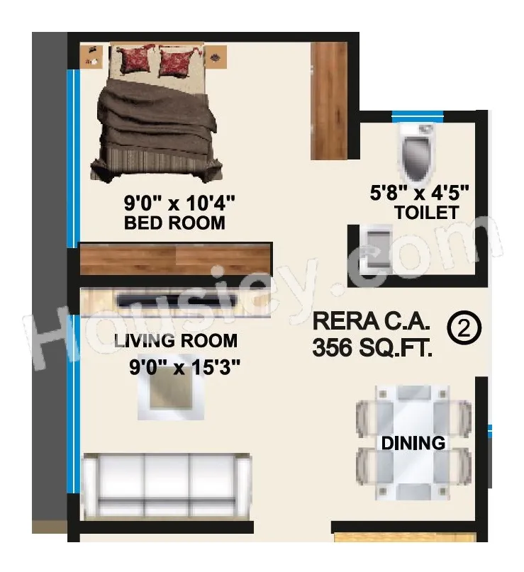Prince Krishna Kunj Unit plan - 356 sq.ft.