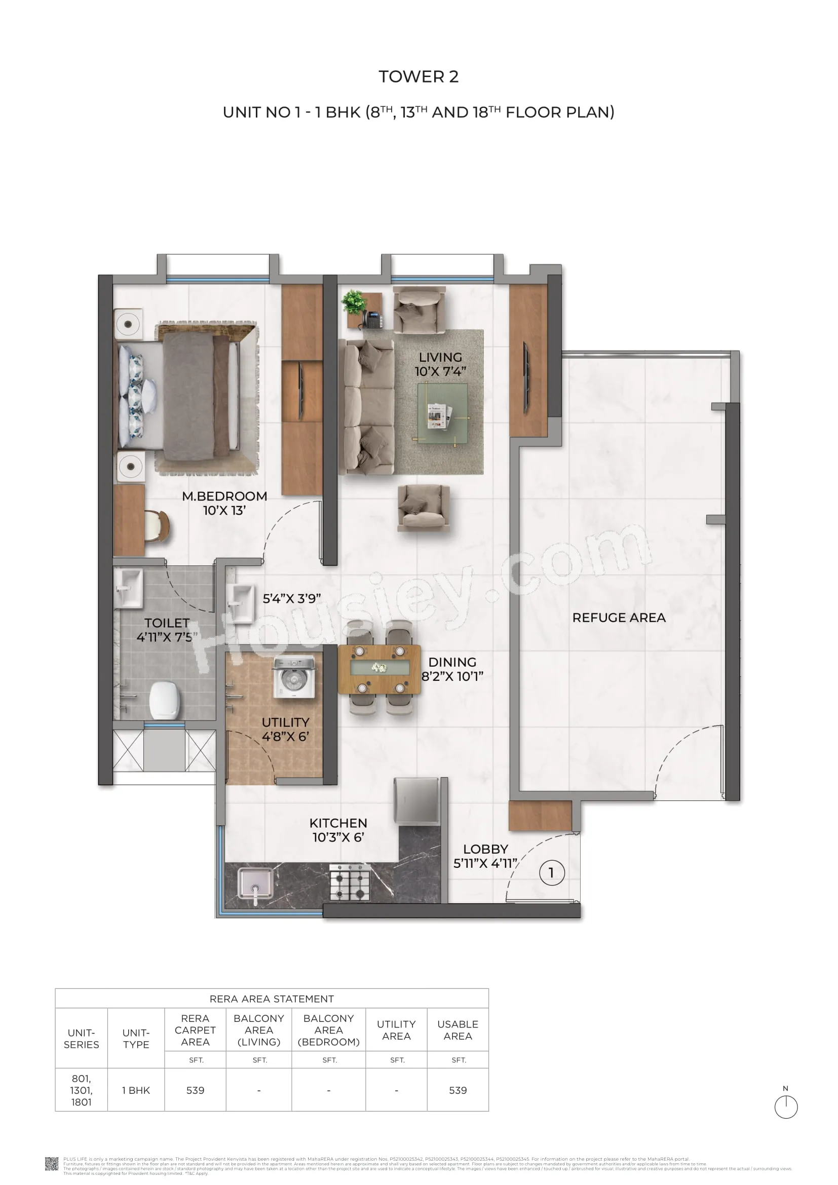Provident Kenvista Unit plan - 539 sq.ft.