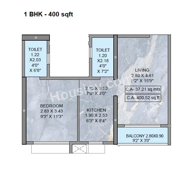 Puneet Amarjyoti Unit plan - 400 sq.ft.