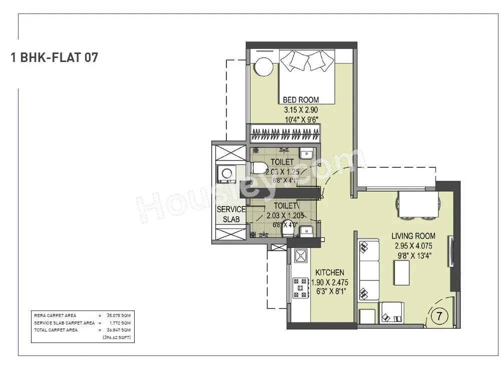 Puraniks Ikigai 2 O Unit plan - 396 sq.ft.