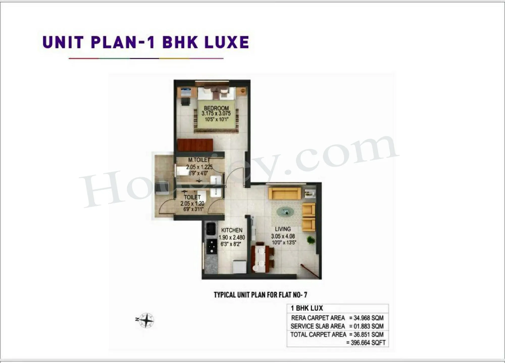 Puraniks Unicorn Vista Unit plan - 396 sq.ft.